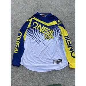 O'Neal Element Jersey Mens XL Blue Yellow White Motocross Racing Long Sleeve